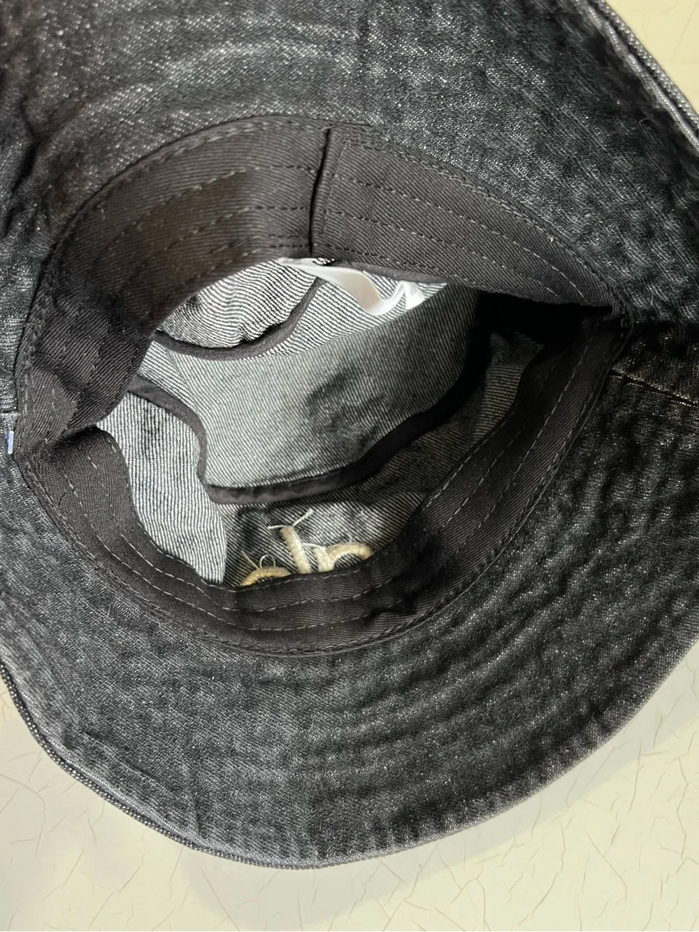Alo Black Denim Bucket Hat with White Logo embroidered